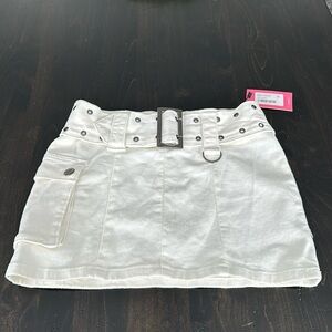 Edikted off white denim skirt